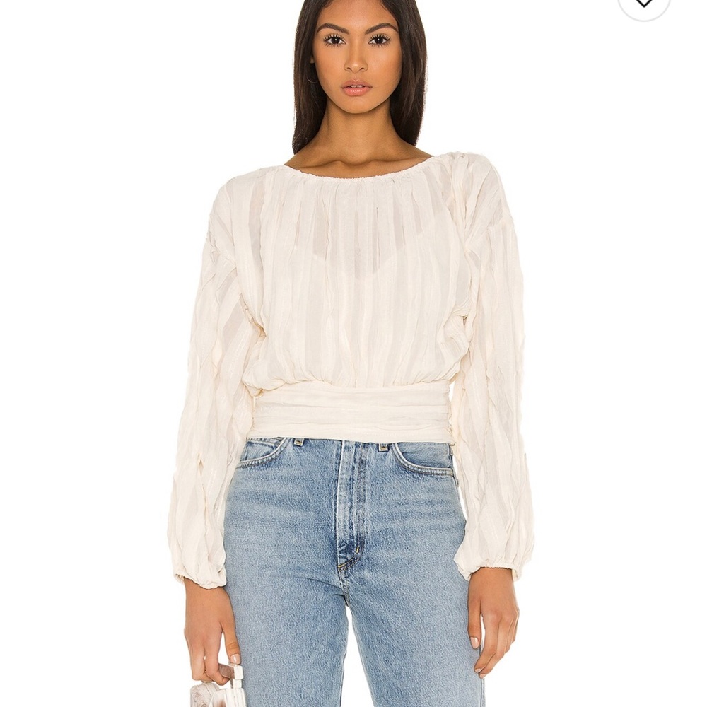 Quinn cream blouse with balloon sleeves. Unattached, camisole.